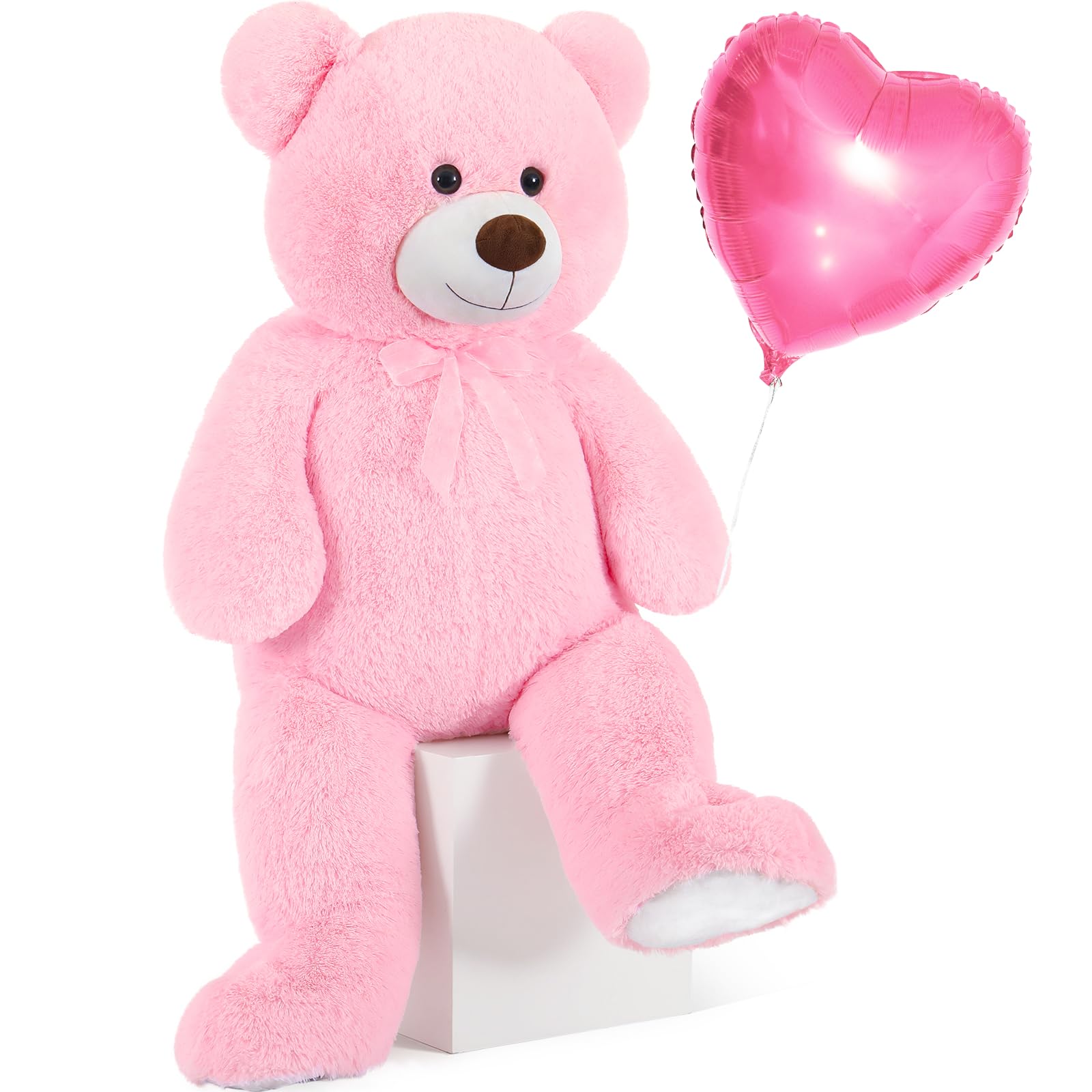 Toys Studio Big Pink Bear 36in Plush Giant Teddy Bear Stuffed Animal Cute Teddies for Girls Baby Shower, Super Soft Cuddly Teddy Plush Toy for Girlfriend Women Valentine's Day Gift