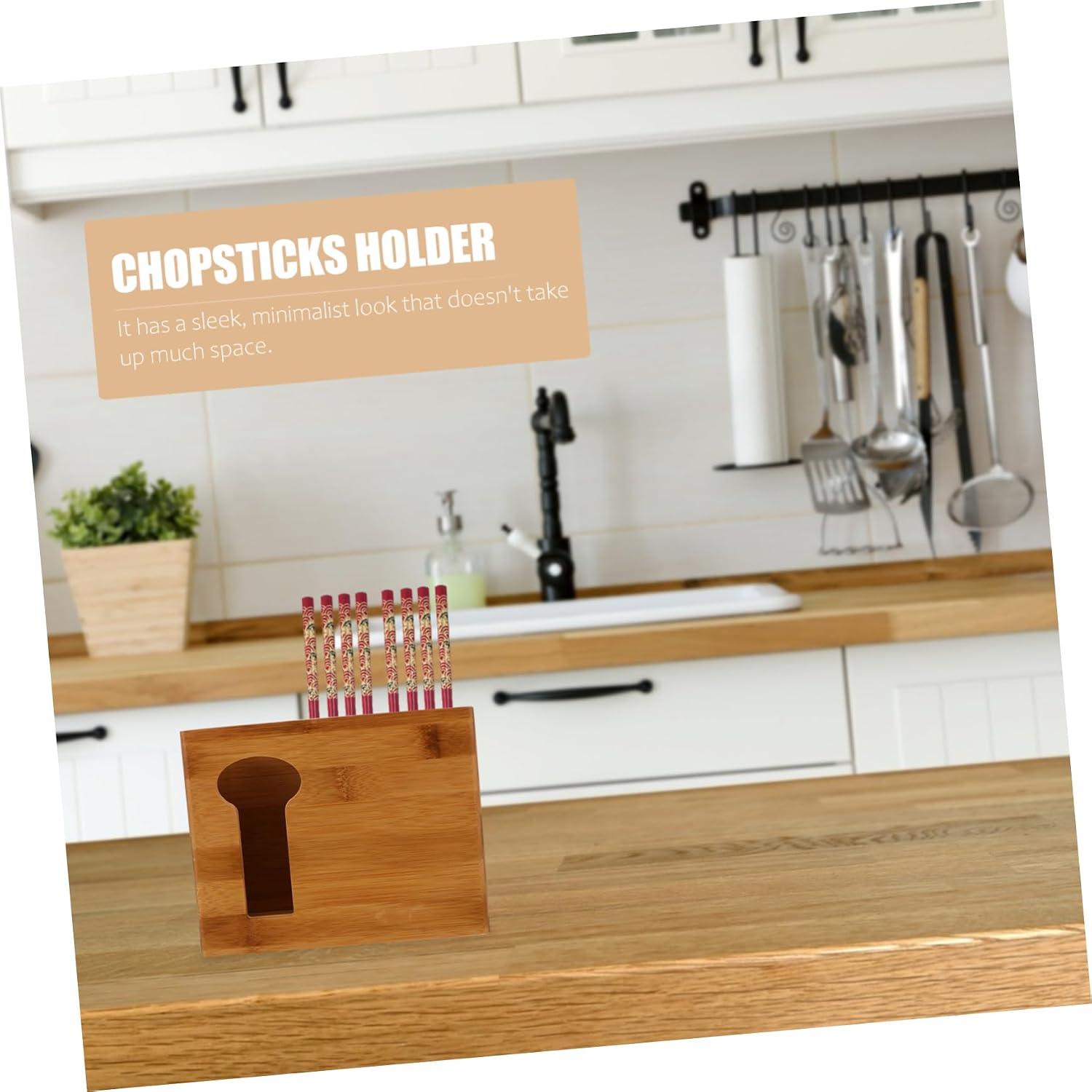 Ciieeo 1Pc Natural Chopsticks Holder Kitchen Organizer with Stylish Design for Countertop Utensil Storage and for Keeping Cooking Utensils