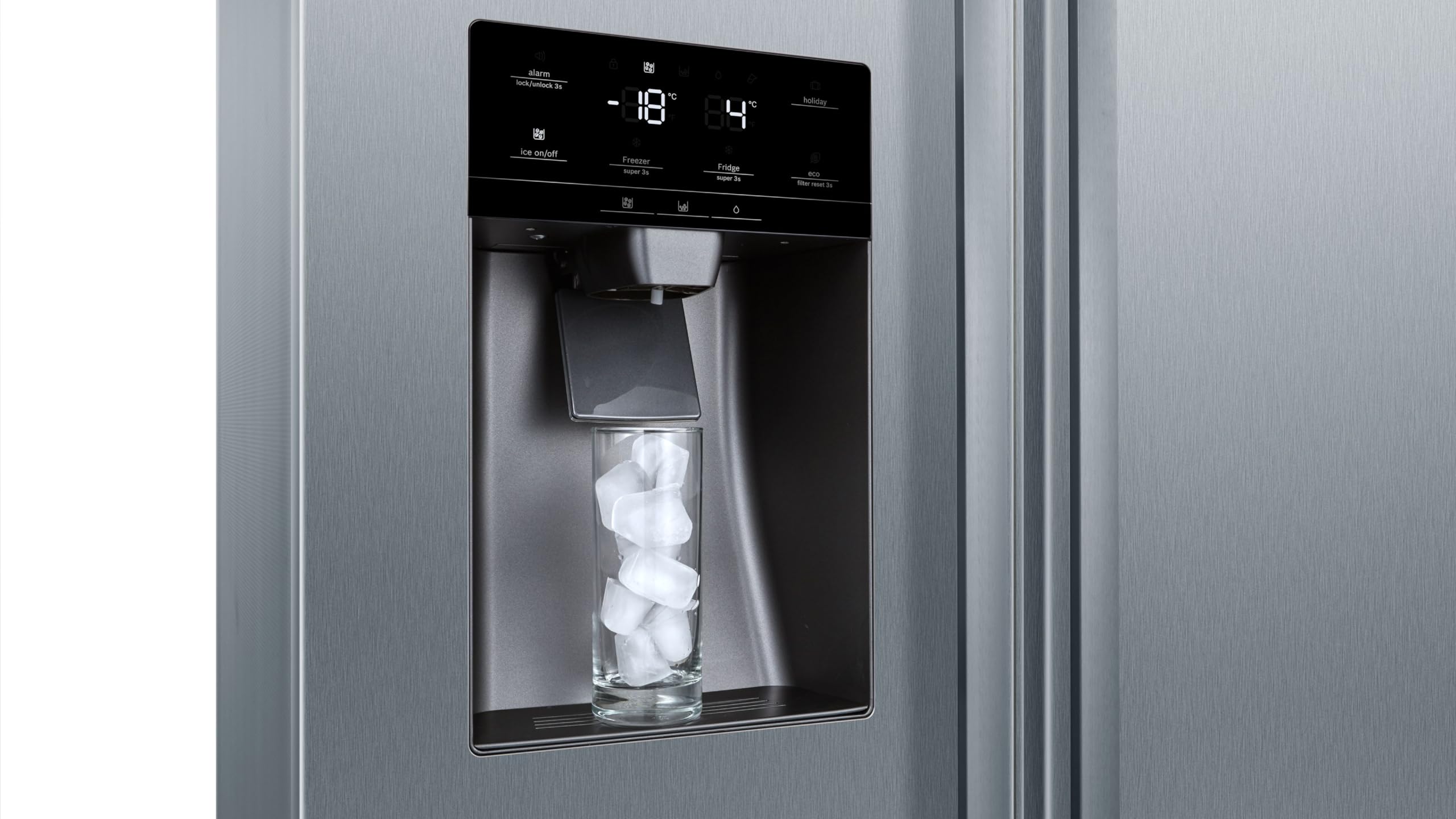 Bosch Serie 6 American Side-by-Side 178.7 x 90.8 cm Total NoFrost KAD93AIDP | NoFrost nie wieder abtauen, Eis- und Wasserspender mit Festwasseranschluss, XXL 562 l Volumen, helle LED Beleuchtung