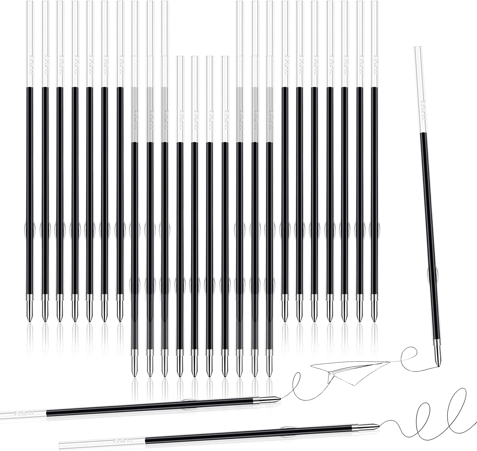 30 Pcs Retractable Pen Refills, 0.7 Retractable Refill, Retractable Pen Ink Refills Black Pen Ink Refill with Smooth Writing Replaceable Ballpoint Pen Refills, 0.7 mm