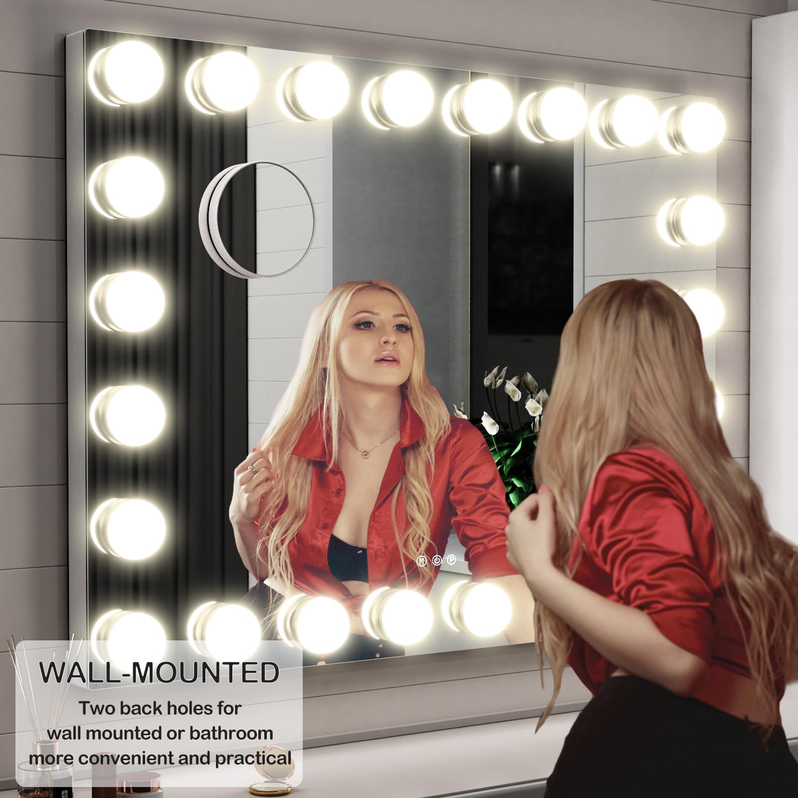 Gvnkvn Lighted Vanity Mirror with Touch Controls, USB & Type-C, White