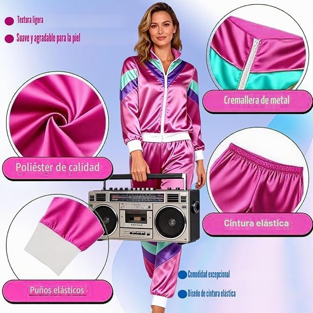 Foto 3 de 7 de Funnity Disfraz Años 80 Chándal Retro Hombre Mujer Rojo (XL)