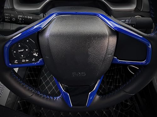Miniatura 2 de Adhesivo decorativo para volante de automóvil, ABS, color azul, para Honda 10 generación Civic 2016 2017 2018 2019 2020 2021