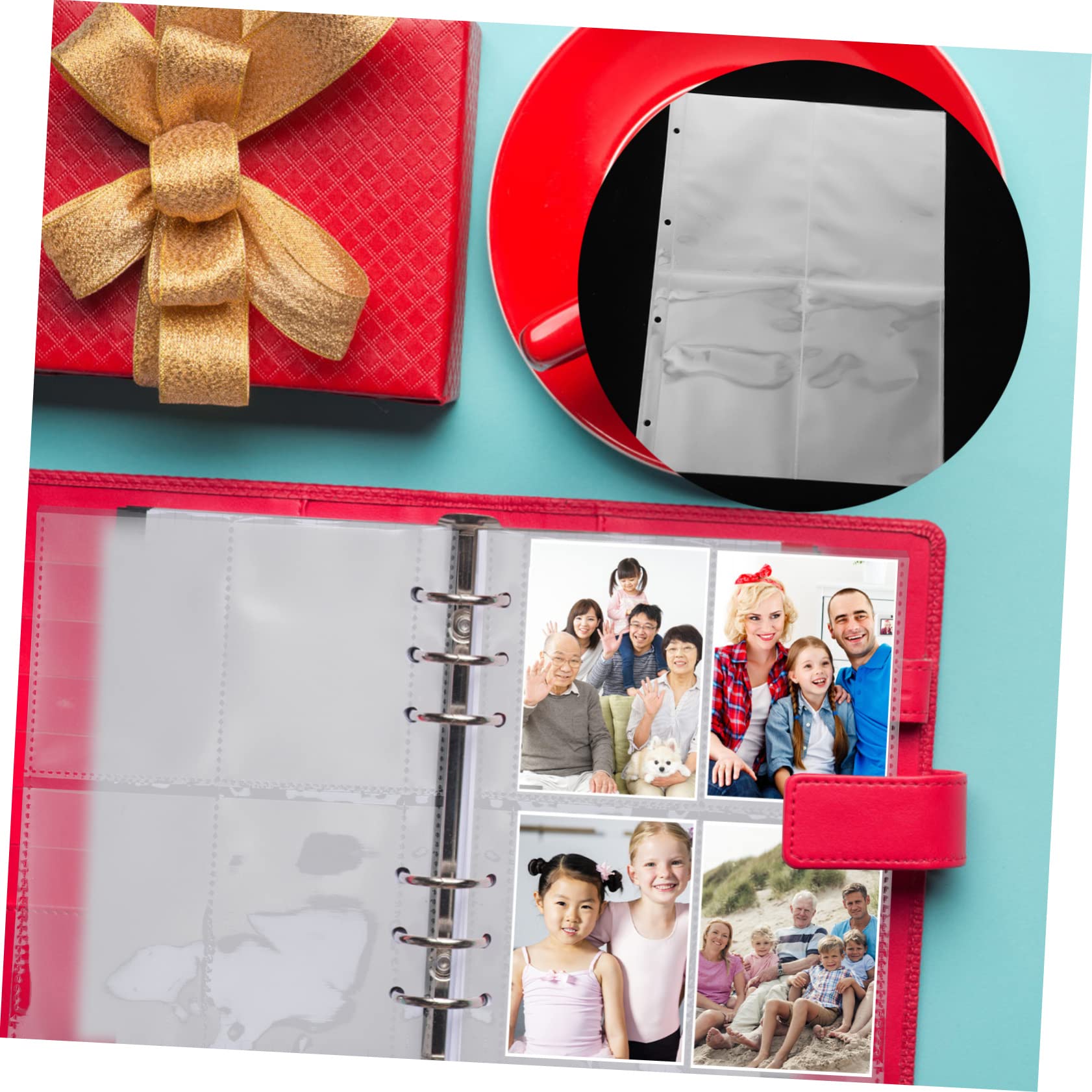 OSALADI 60 Stück Klarsichthüllen für Transparente Nachfüllseiten Fach Lochung für Hochzeiten Abschlüsse und Familienfotos Langlebig und Praktisch