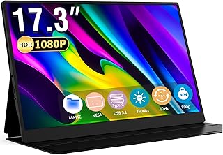 Bimawen Portable Monitor 17.3 inch - Dual Type-c IPS Monitor,100% sRGB 1080p,CNC Aluminum Cover,vesa mountable,with 2 Built-in Speakers(Matte)