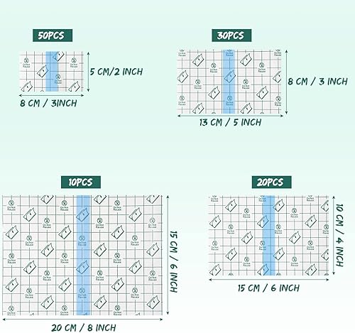 Miniatura 8 de BBTO 100 piezas de vendaje adhesivo elástico transparente, impermeable, transparente, parche protector para ducha, vendajes para cuidado posterior