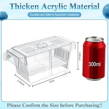 Wenqik Fish Breeder Box for Aquarium Fish Acclimation, Breeding, Hatchery Incubator Isolation Box for Shrimp Betta Guppy Cicilids Eggs(Medium)