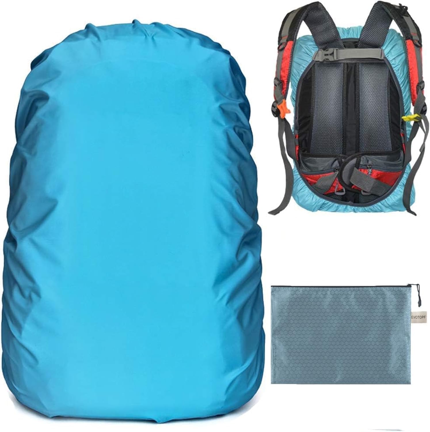 Waterproof Backpack Rain Cover with Anti Slip Buckle Strap for Camping, Hiking, Traveling, Hunting, Biking, 15-80L