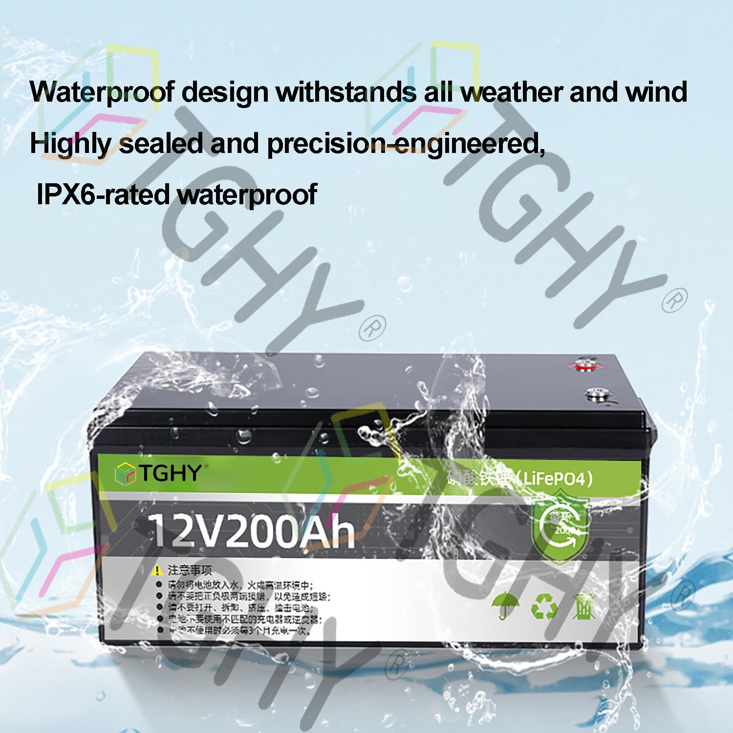 TGHY Akumulator litowo-żelazowo-potasowy 12,8 V, 6-200 Ah, wbudowany system BMS do kamperów, wózków golfowych, łodzi i innych, cykl głębokiego rozładowania 2000,12.8v33ah