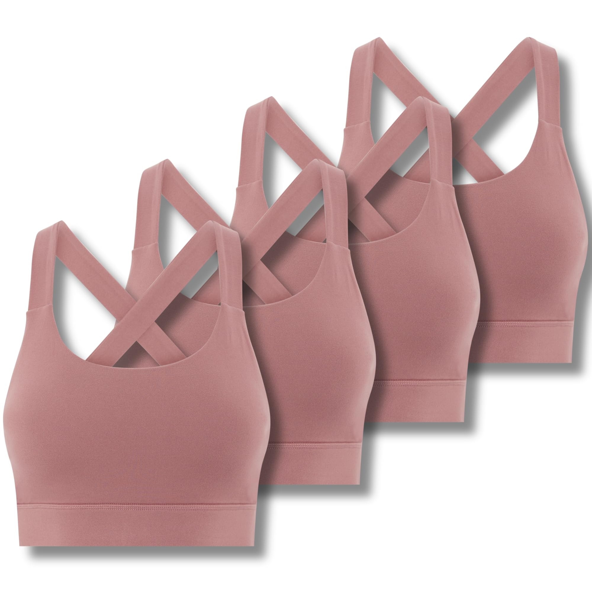 FM London 4PK Strappy Sports Bra (UK, Alpha, M, L, Regular, Regular, Pink)