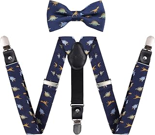 Alizeal Boys Novelty Pre-tied Bow Tie and Suspender Set