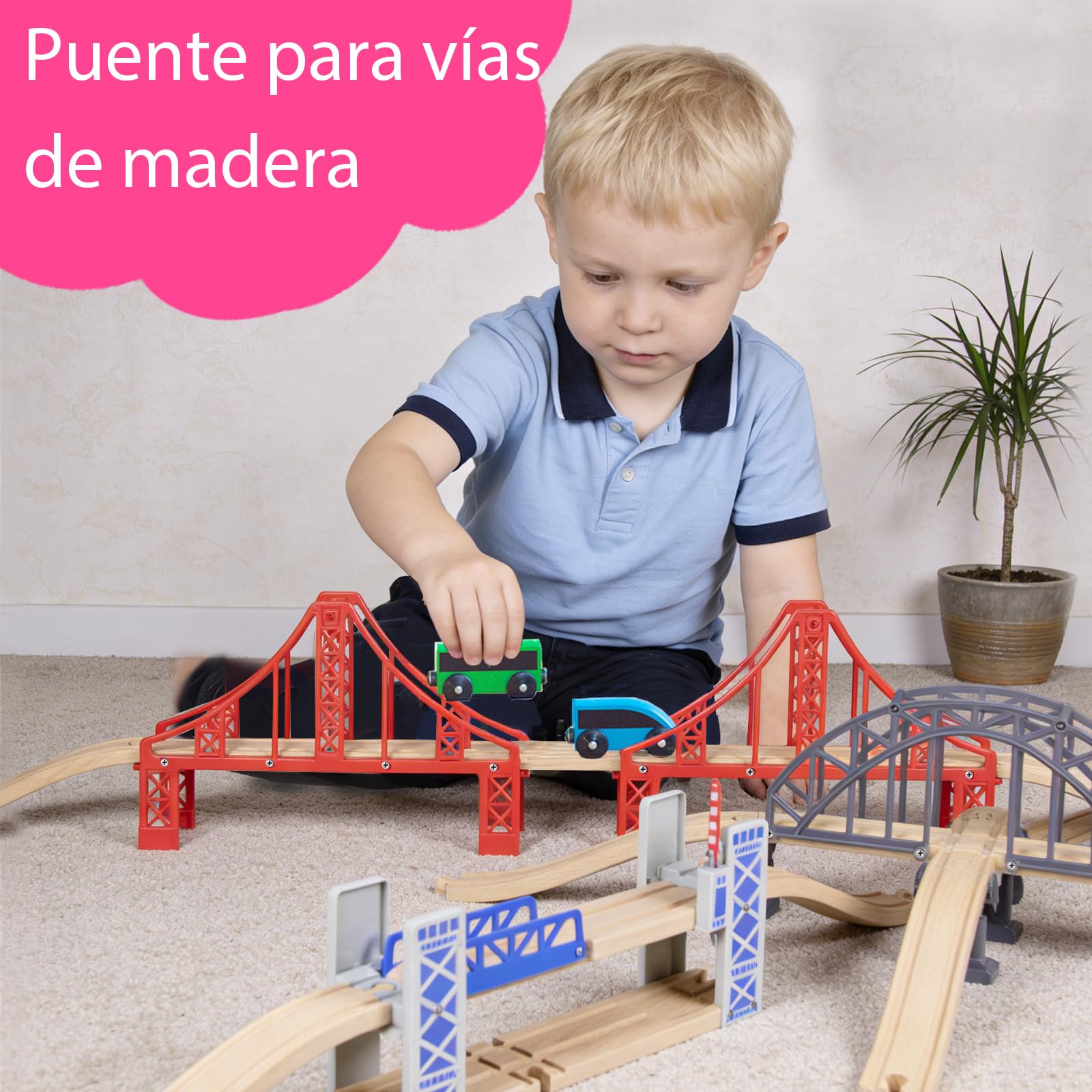 Accessori per ferrovia in legno, per ferrovia in legno, giocattolo per treno per bambini, compatibile con altri ponti ferrovia in legno, per i più piccoli di 3 primavera (ponte di giunzione)