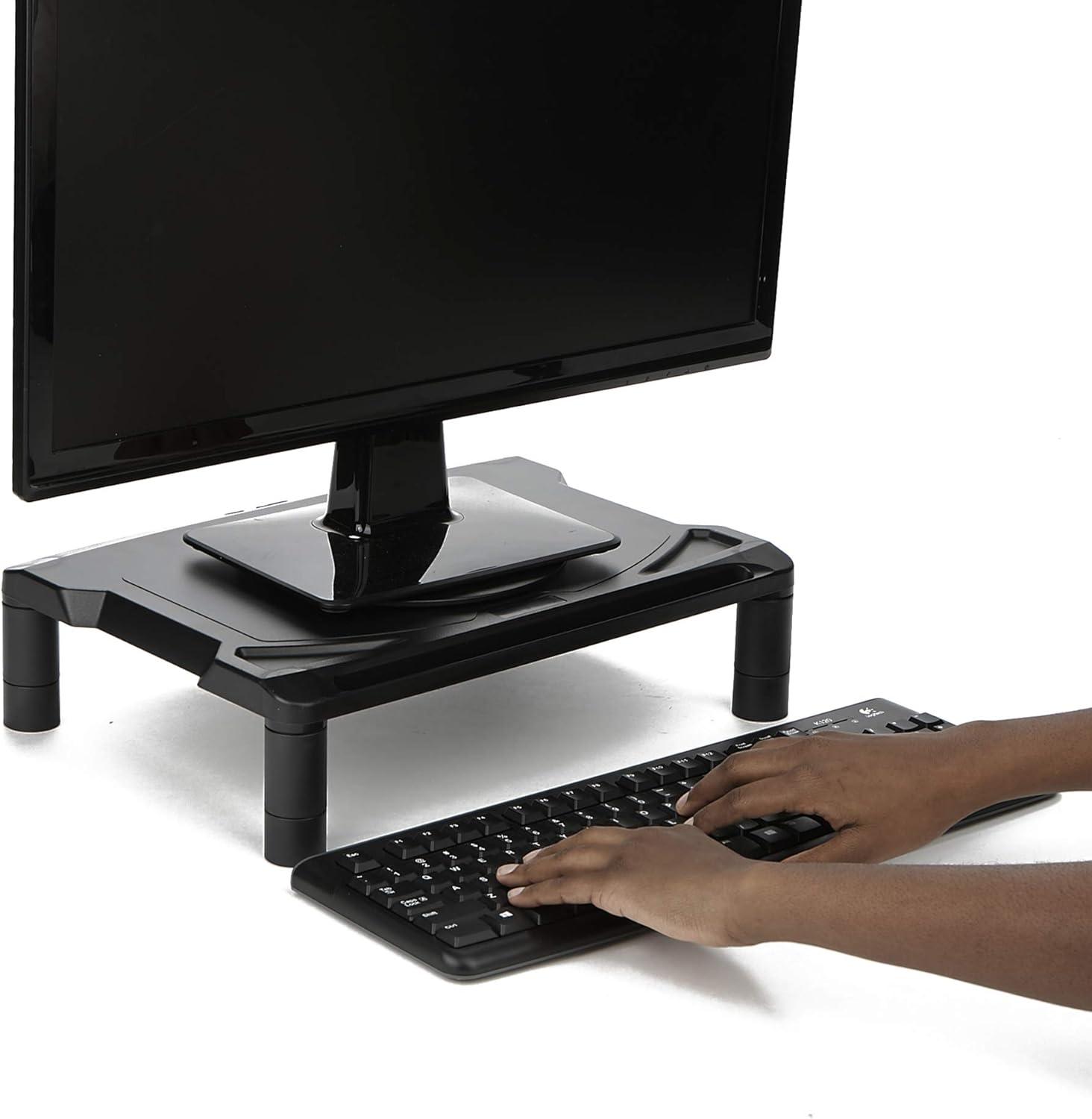 Review Mind Reader MONSWIV-BLK Rotative Wide Adjustable Risers, Extra Storage, Stand, Desk Organizer, Spinning Monitor, Black, 4 Leg Rotate