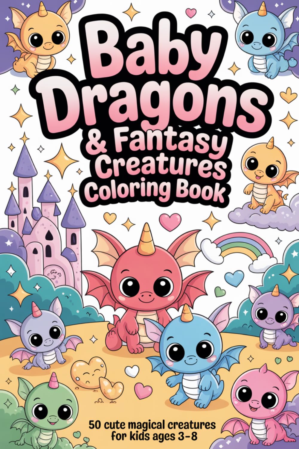 Baby Dragons & Fantasy Creatures Coloring Book for Kids Ages 3–8: 50 Cute and Magical Creatures for Fun and Easy Coloring