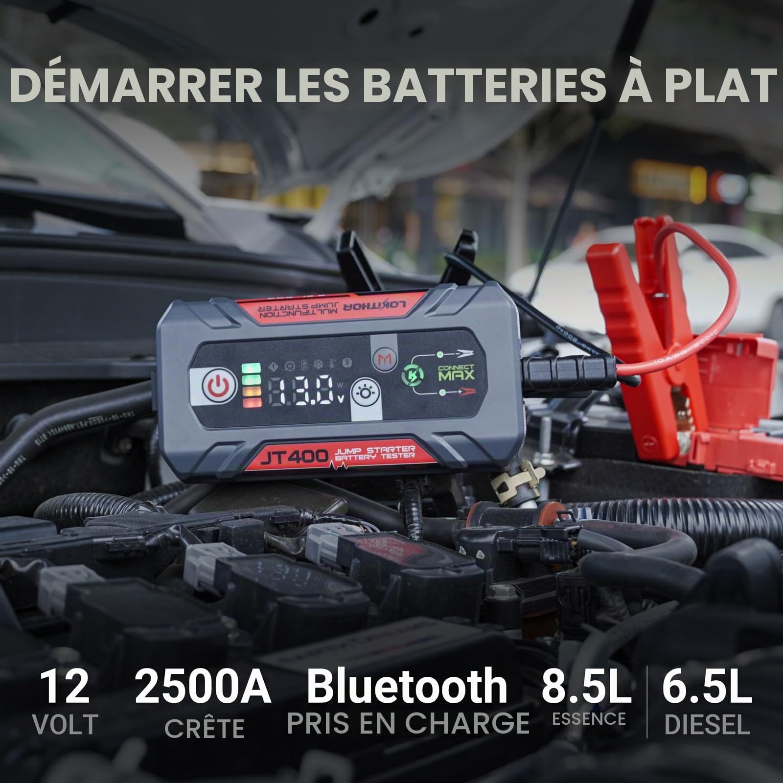 LOKITHOR JT400 Booster Batterie 2500A Testeur CCA Power Bank 3-en-1
