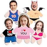 Nevaou Custom Face Pillow Personalized Body Pillow 3D Printing Plush Doll Funny Head Shaped Pet Pillow Mother Birthday Valentine's Day Gifts for Couple Family Him Her