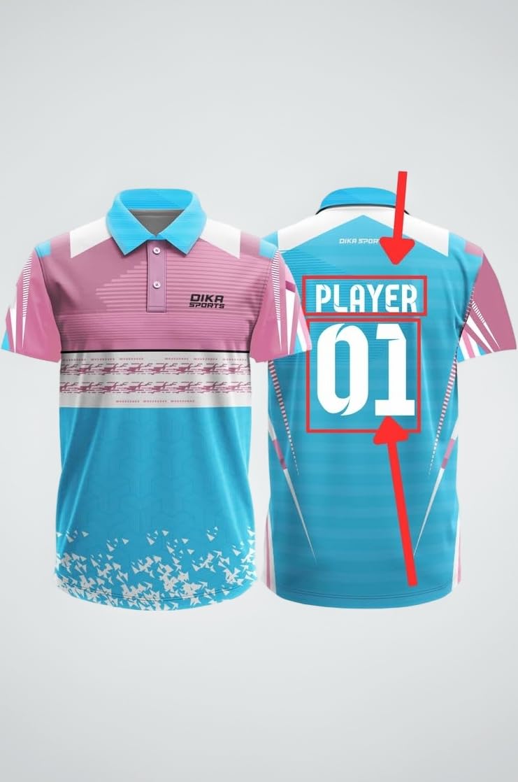 Dika Sports Custom jerseyCricket t-Shirt Breathable Cricket Jersey Printed | 2 Year to 5XL