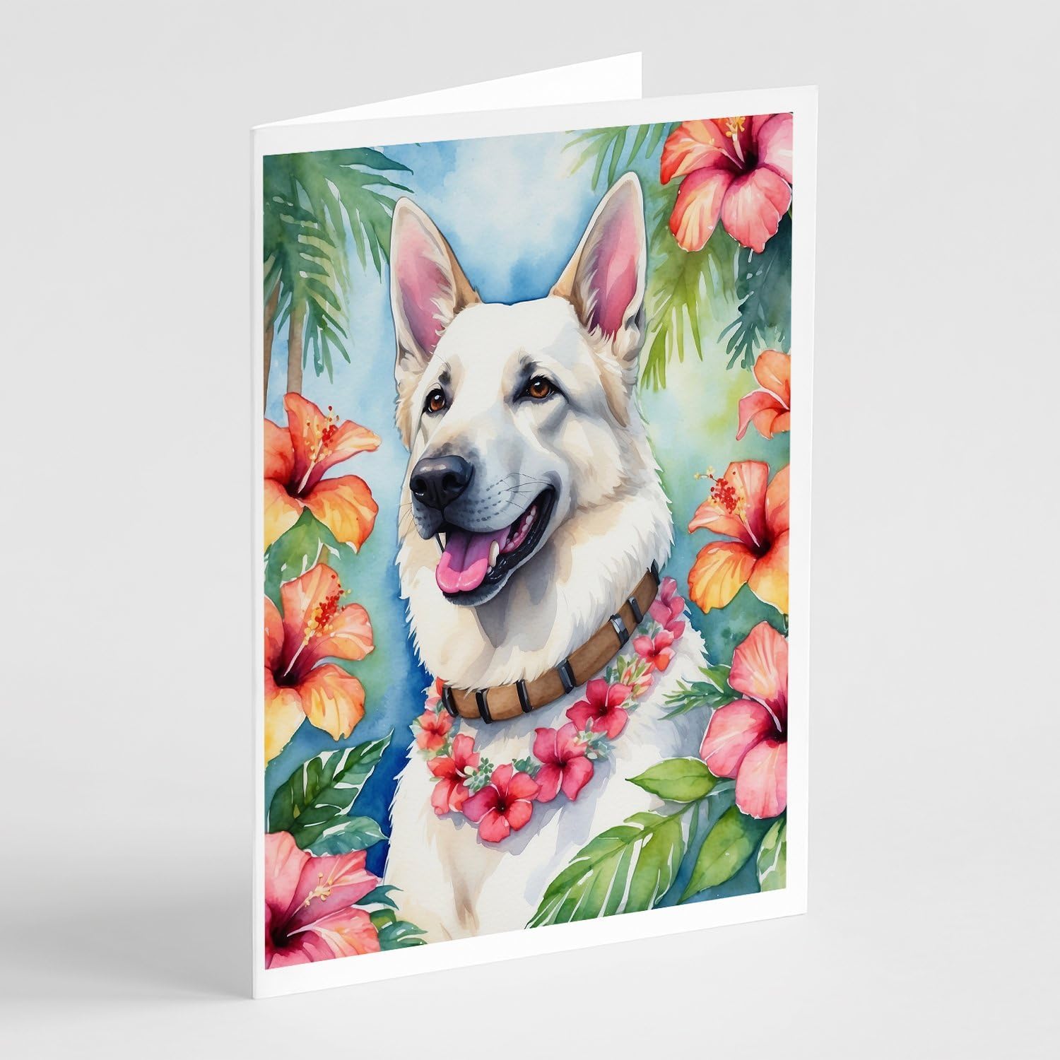 Caroline's Treasures Chihuahua Luau Greeting Cards Pack of 8 Blank Cards with Envelopes Whimsical A7 Size 5x7 Blank Note Cards