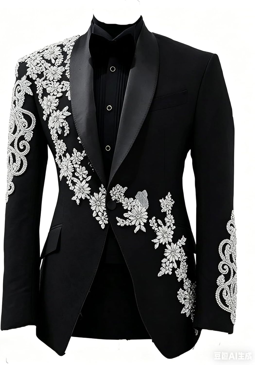 Men's Luxury White Tuxedo with Shiny Rhinestone Slim Fit Dinner Blazer Jacket for Prom Party Wedding