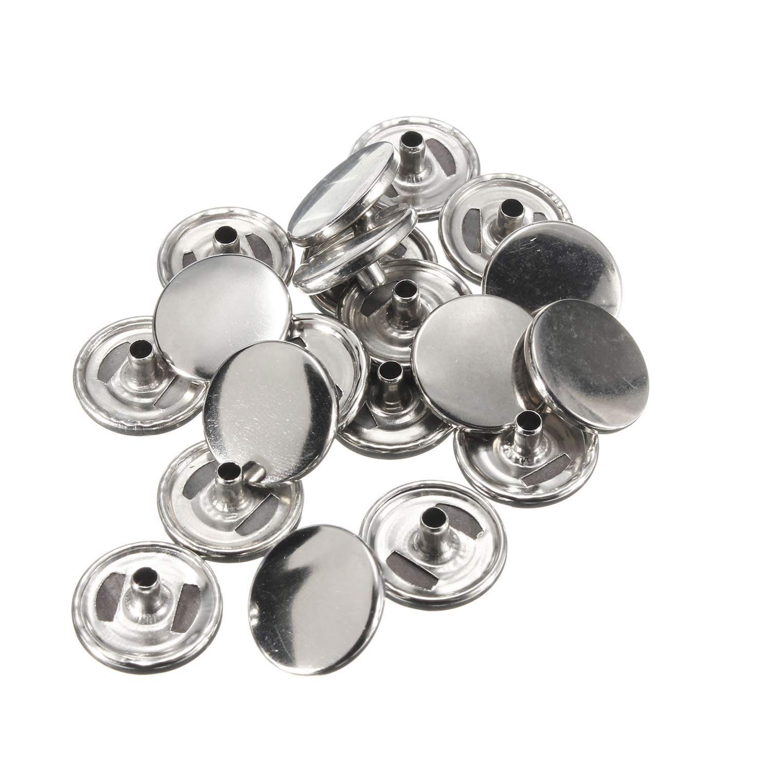 Weddecor 15mm Silver Press Studs Caps for Arts Crafts, Leathercrafts, Jackets, Bags, Straps, Jeans, Clothes Repair, 20pcs