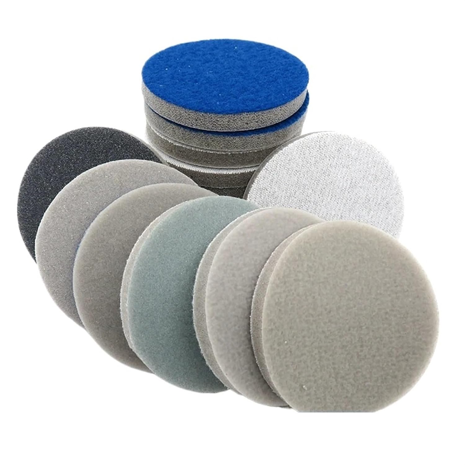 12Pcs Sandpaper 2 Inch 50mm Flocking Sponge Abrasive Sanding Disc 300-3000 Grit Hook and Loop(2pcs of Each grit)
