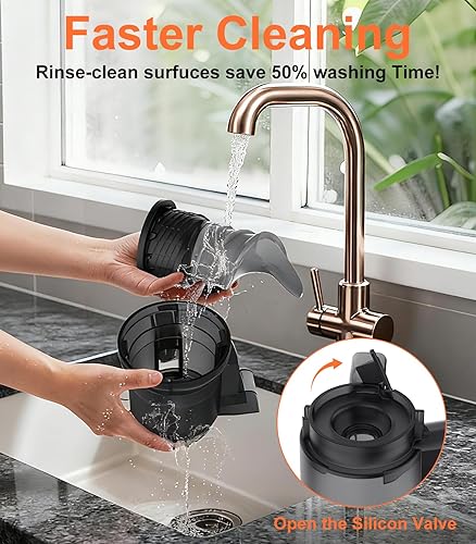 Miniatura 7 de Exprimidor de prensa en frío, tecnología de doble prensado, máquinas exprimidoras de masticación lenta, canal de alimentación de 5 pulgadas, alto