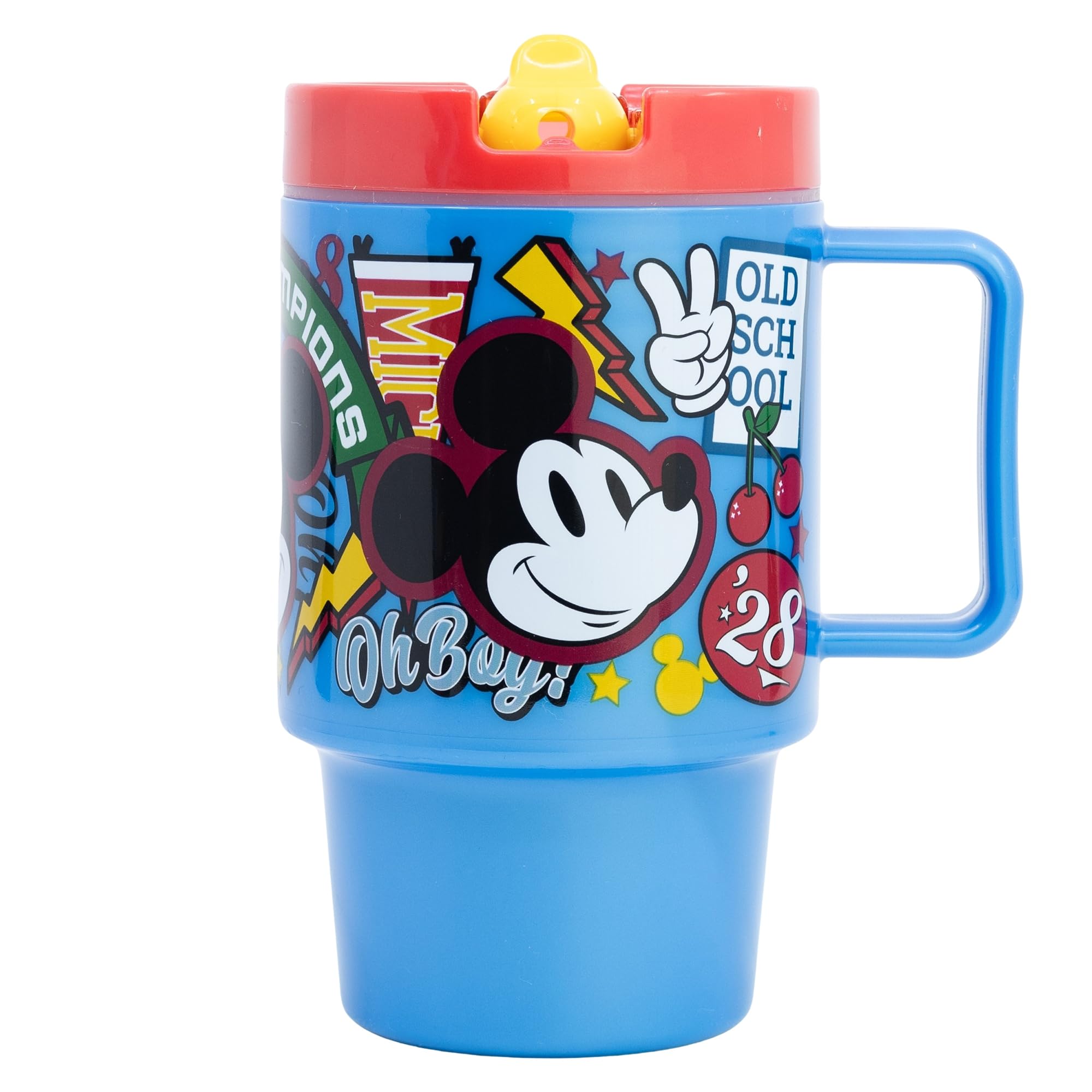530ml Mickey Plastic Mug with Lid, Blue, 11.7 cm x 15.1 cm