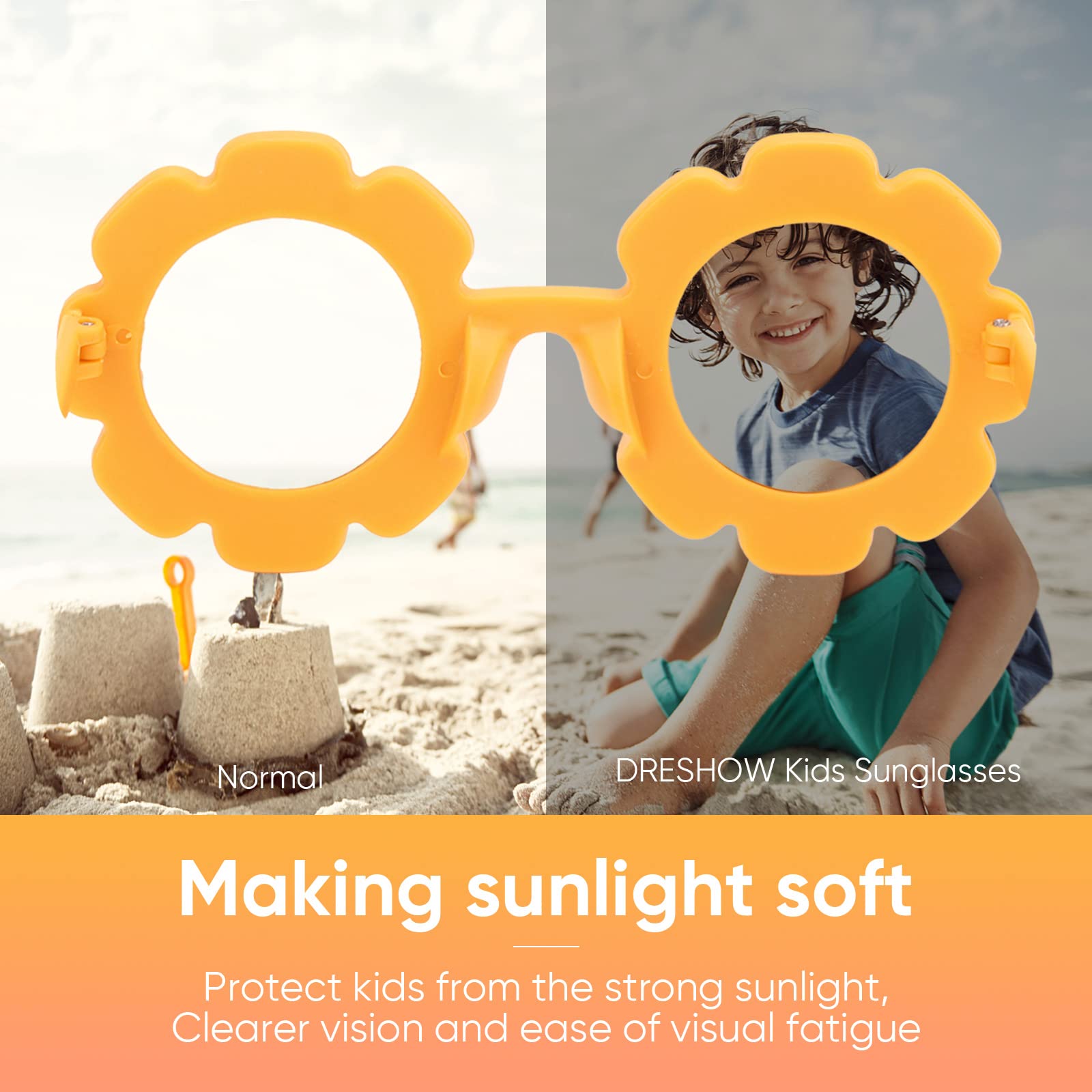 DRESHOW Kids Gafas de Sol Redondas para Niñas Niños
