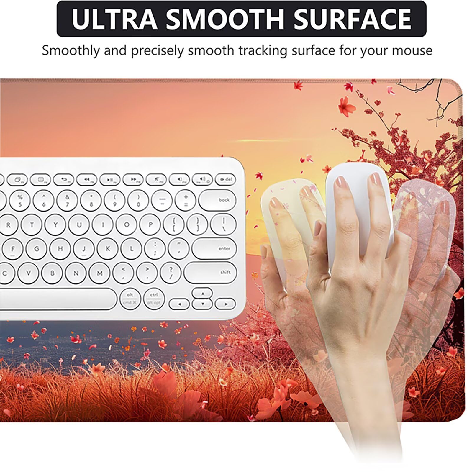 áRbol De Flor De Cerezo Alfombrilla Ratón Gaming XXL 1500 x 800 mm, Alfombrilla Gaming Rosa Mousepad con Base de Goma Antideslizante, Impermeable Desk Mat para Teclado y Raton, Accesorios Gaming E-U