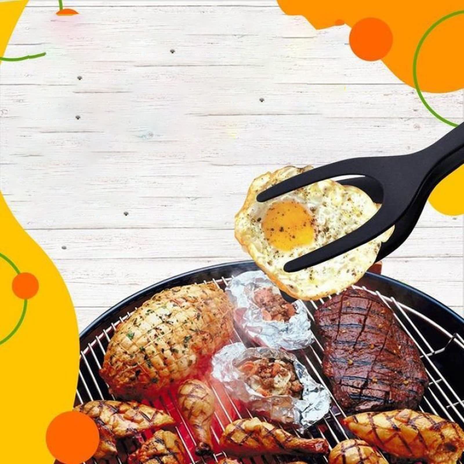 Pinzas multifuncionales para Bolsas de Barbacoa, Pinzas para Alimentos, espátula para Huevos fritos, Pala para panqueques, Pinzas para Pizza, Barbacoa, Tortillas, Utensilios de Cocina