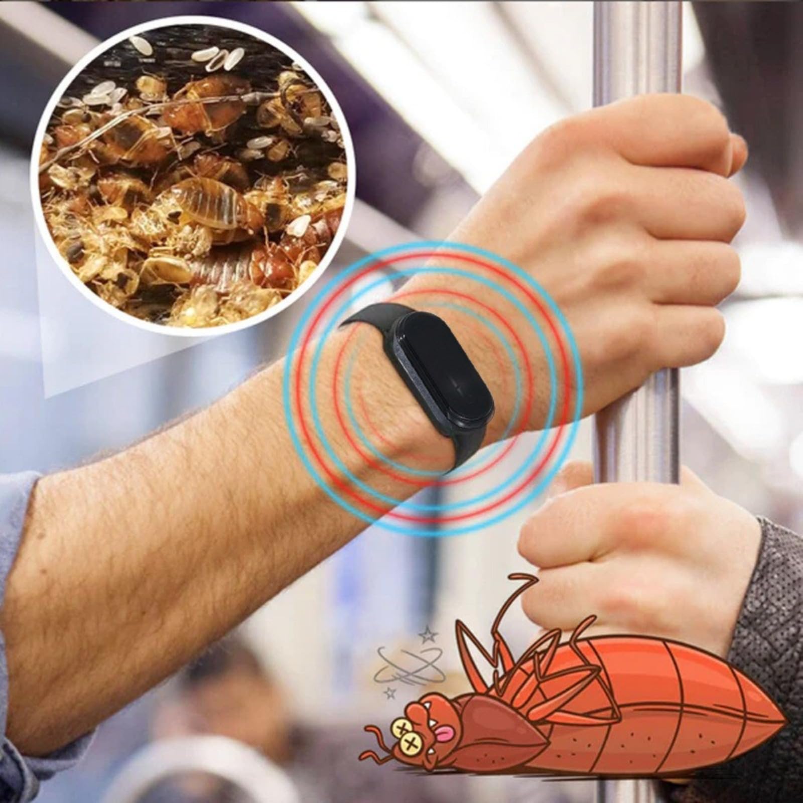 Ultrasonique Bracelets Anti-moustiques，Bandes Répulsif Ultrasons Bracelet Anti Insectes ，Sans Produit Chimique Montre Electronique pour Enfants Adultes Camping l'escalade randonnée (Noir)