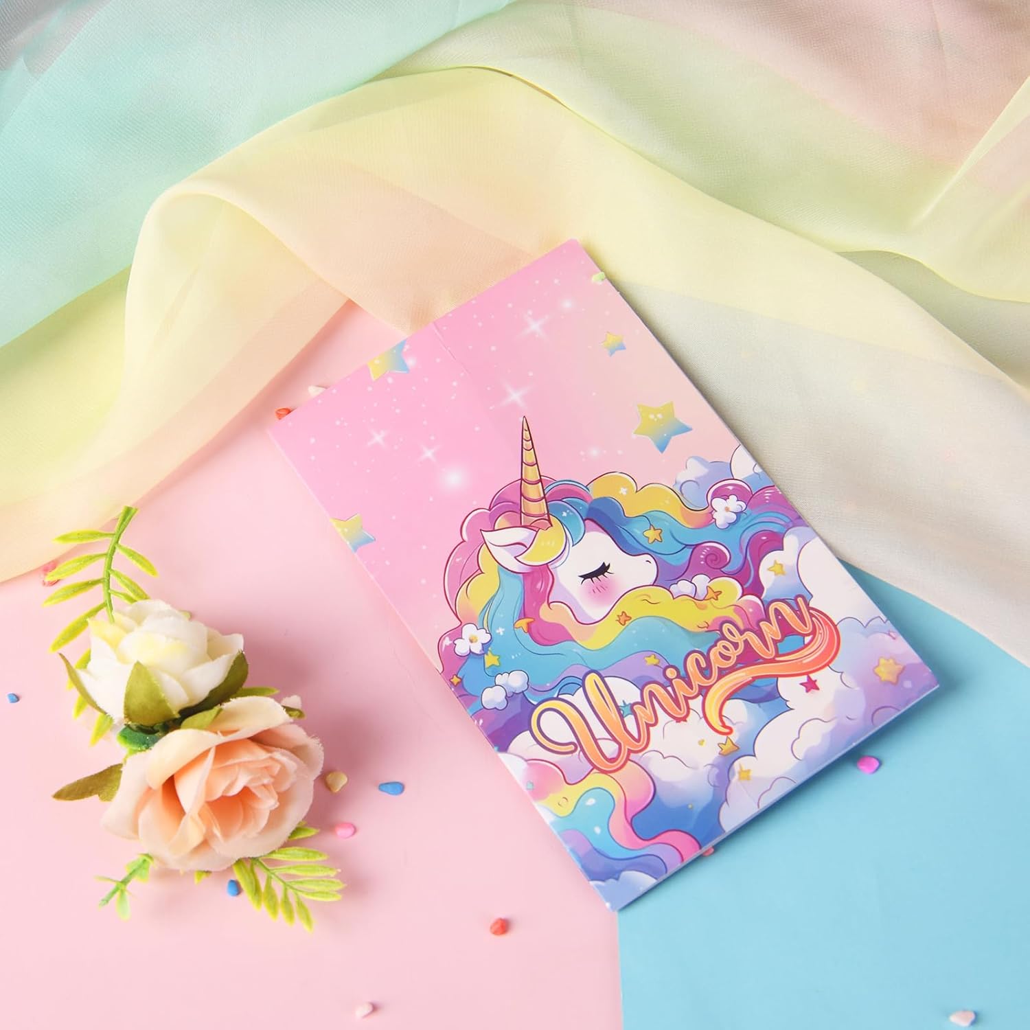 Unicorns Birthday Gift for Girl - Birthday Gift Box for 4-6 5 6-8 Year Old Toddler Girl, Unicorns Gift Toys Age 6-8 Basket, Unique Ideas Gift for Daughter, Unicorns Blanket (Pink)