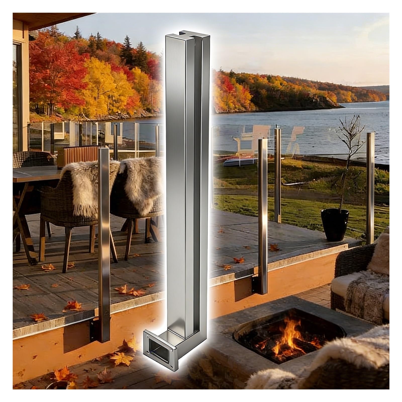 Poteau de garde-corps en acier résistant pour sécuriser vos verres d'escalier sans percer
