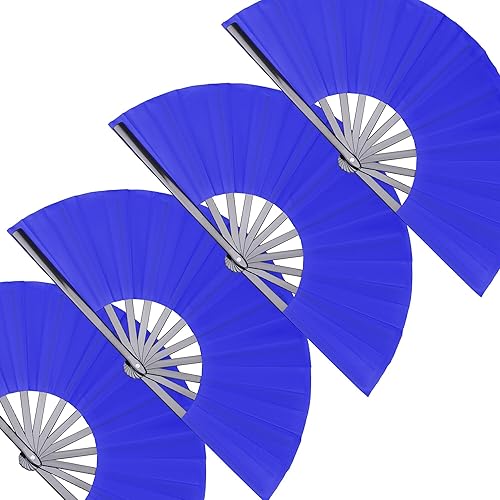 Miniatura 8 de Paquete de 2 ventiladores de mano plegables grandes, ventilador chino rojo de Kung Fu Tai Chi Chi, ventilador de tela de nailon para hombres y