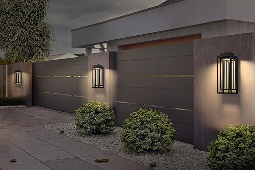 Miniatura 6 de Modernas luces LED de pared para exteriores, luces de porche frontal de oro negro para montaje en pared, aplique LED grande para exteriores, lámpara