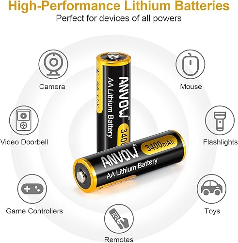 Miniatura 3 de Baterías de litio AA, paquete de 4 baterías dobles A de 3400 mAh 1.5 V de larga duración para cámara, timbre de video, controladores de juegos,