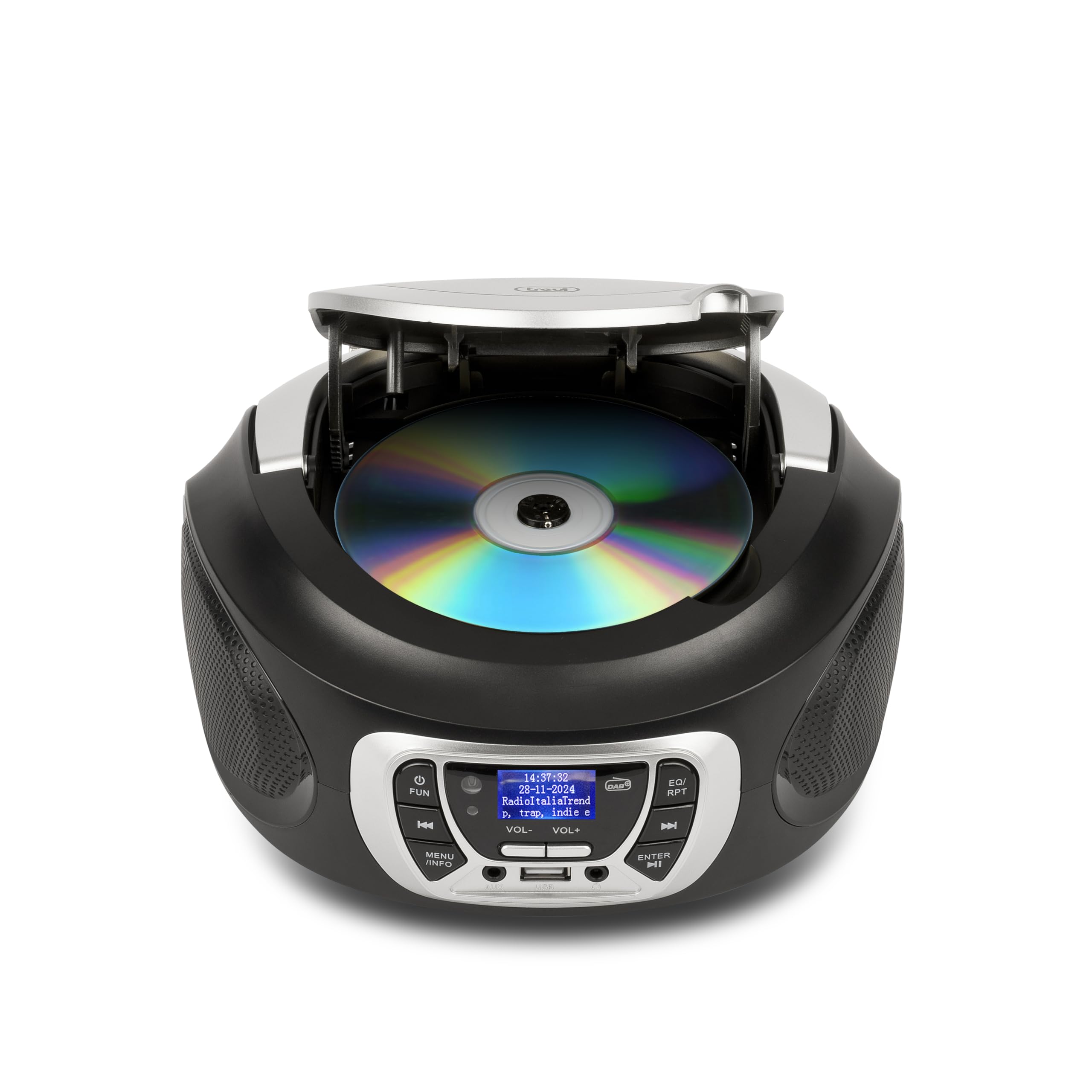 Trevi CMP 510 DAB Stereo Portatile con Radio Digitale DAB e FM RDS, Lettore CD, USB, AUX-IN, Display ad Alta Leggibilità, Antenna Telescopica Orientabile, Nero