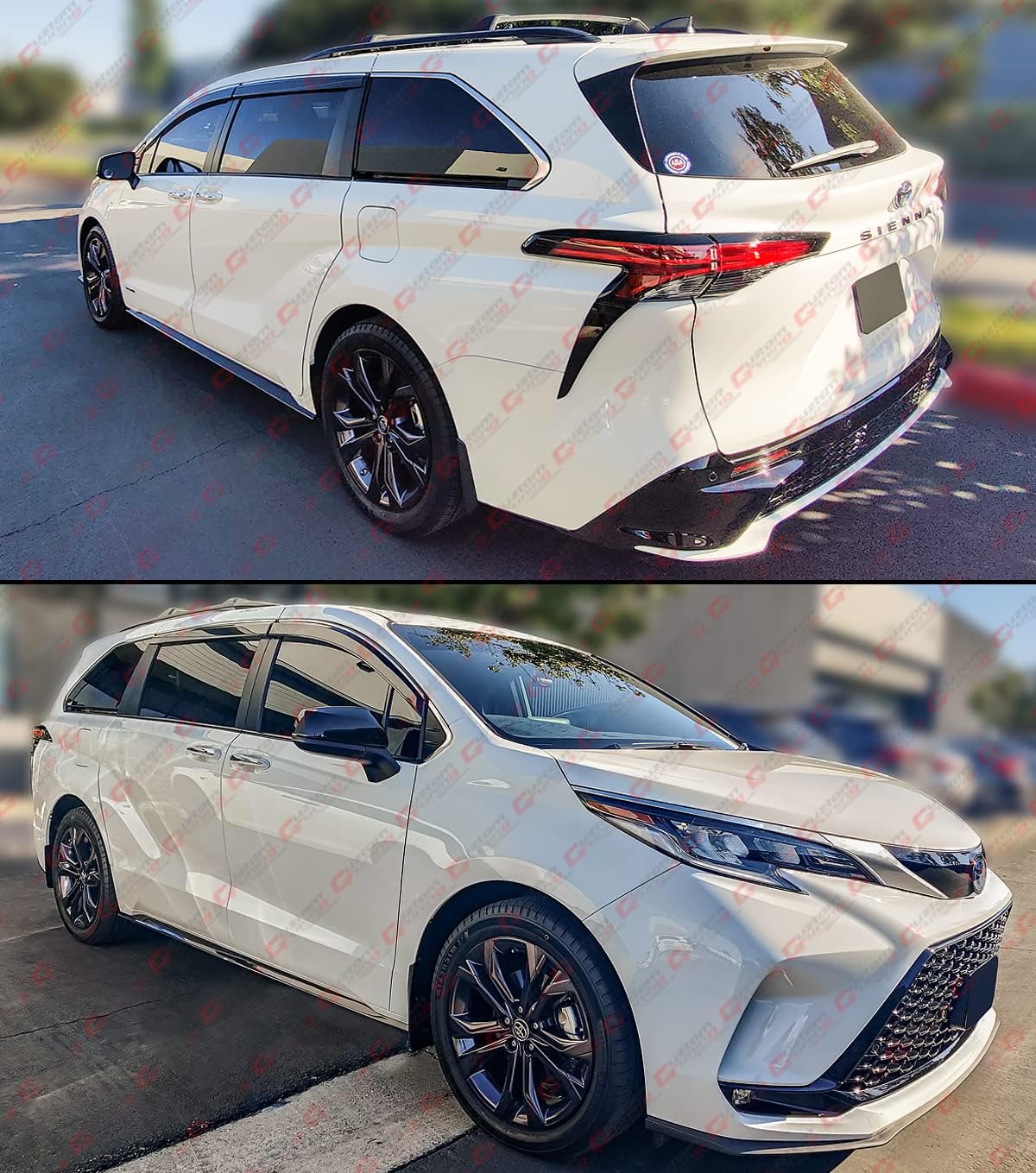 Premium JDM Smoke Tinted Window Visor Rain Guard & Chrome Trim Compatible for 2021-2025 Toyota Sienna All Models