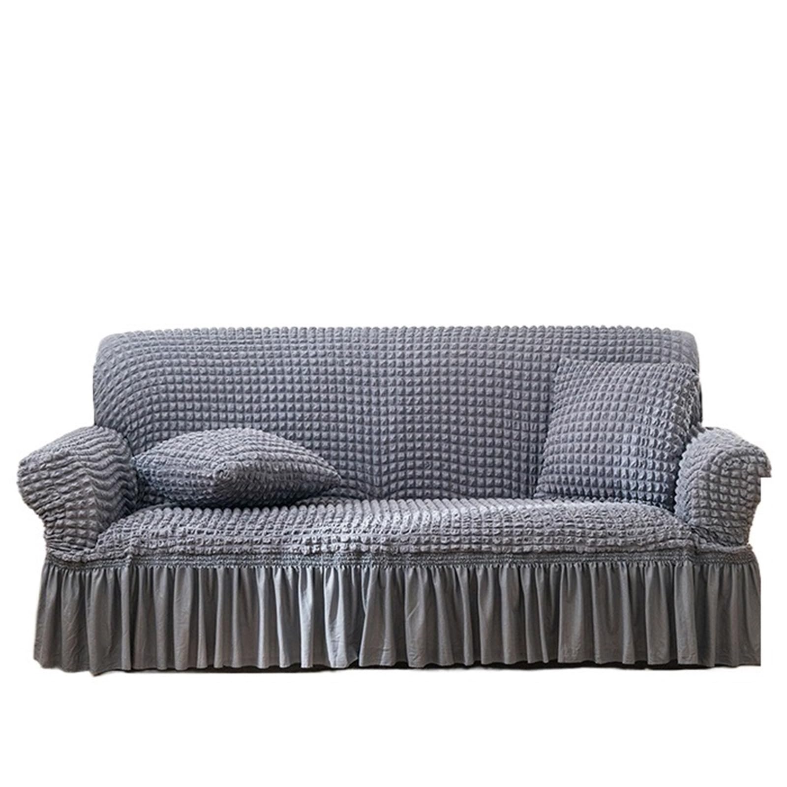SUBLXPoten Sofa Cover with Skirt Bubble Sofa Cover Skirt All-inclusive Fabric Elastic Lazy Universal(Color 8,305-360cm 1pc)