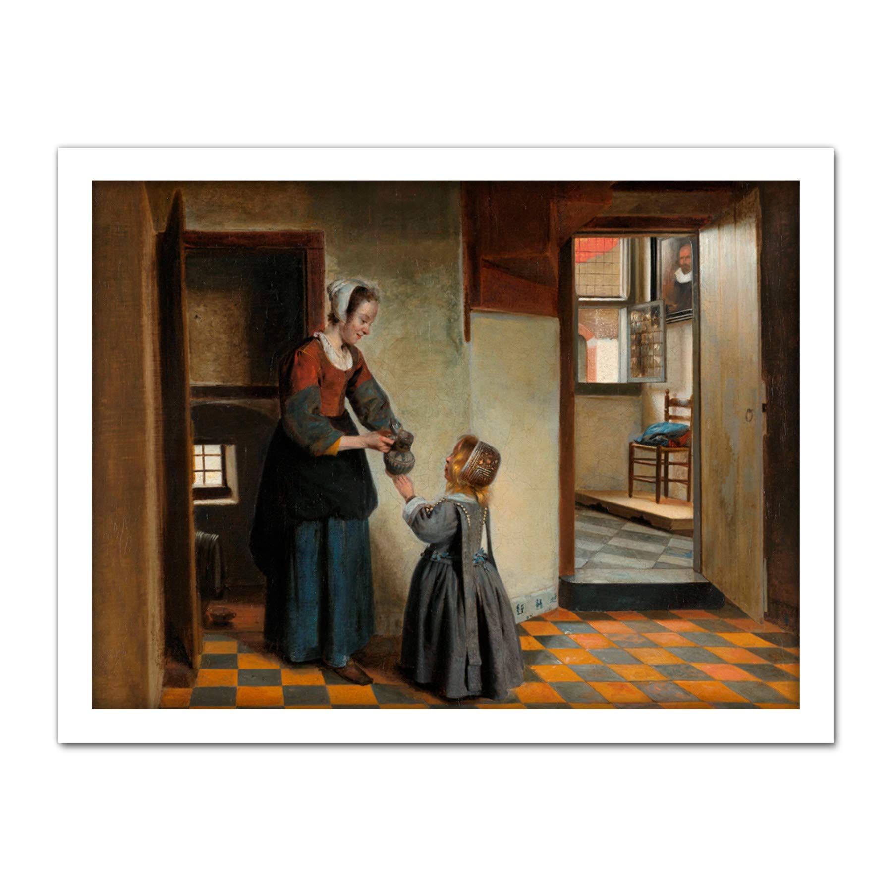 Artery8 Pieter De Hooch Woman With A Child In A Pantry Artwork Framed Wall Art Print 18X24 Inch