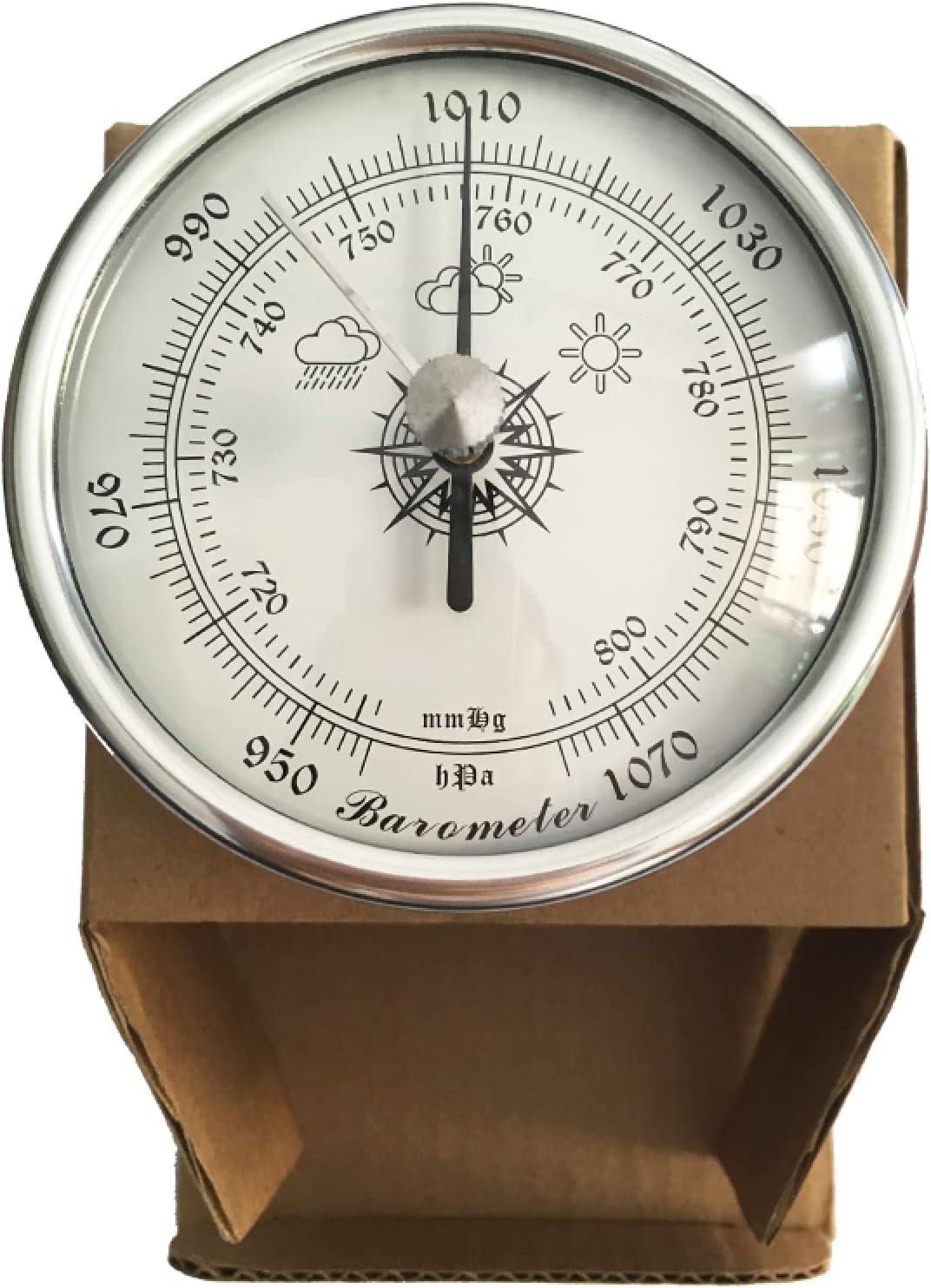 Wall Hanging Barometer Dial Type Barometer Outdoor Barometer Traditional Barometer High Precision Barometer 72mm Diameter Round Fishing Barometer,Silver
