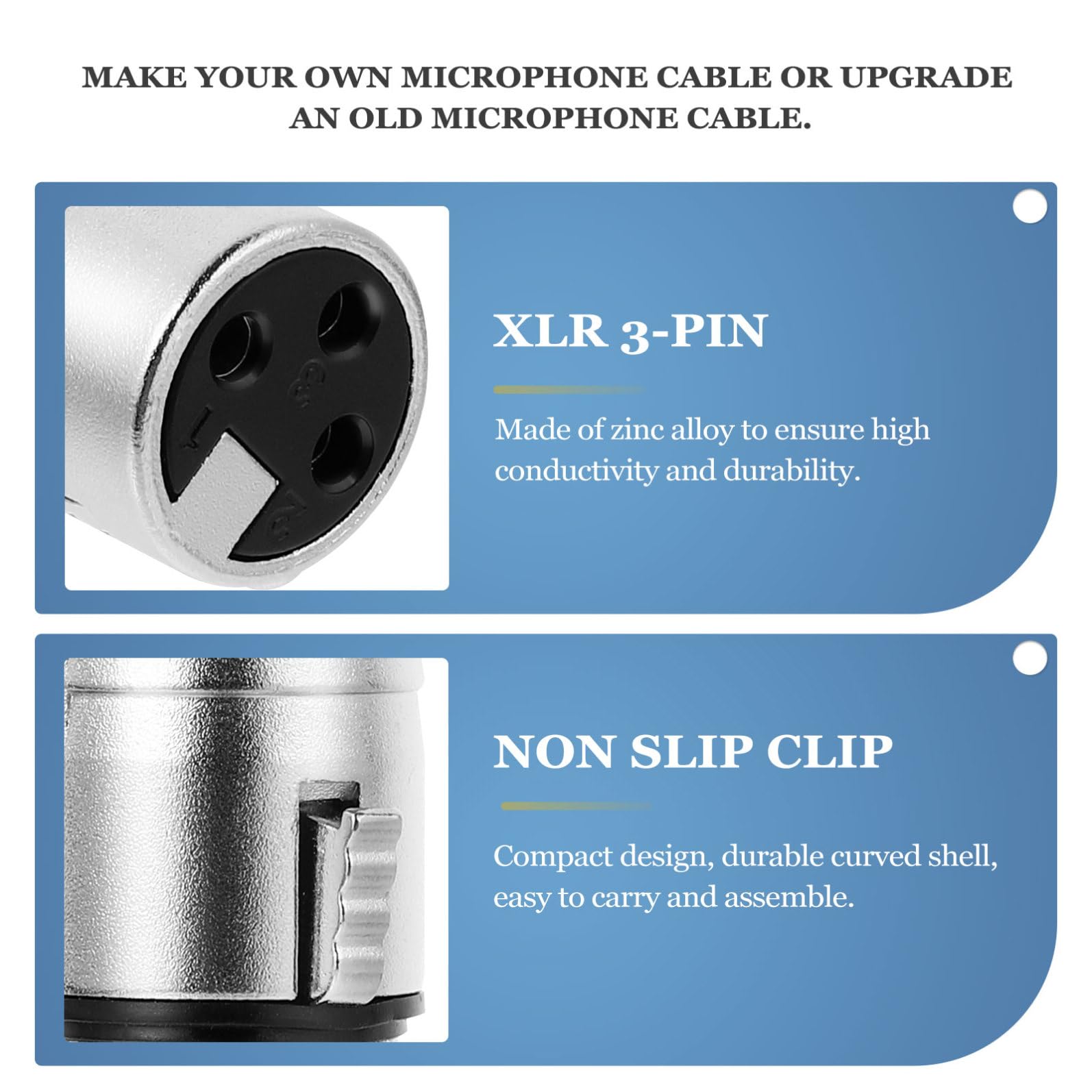 Mipcase Connettore Xlr Maschio e Femmina a Saldare Facile da Montare e Trasportare Set da 20 Pezzi 3 Pin per Microfono in Lega di Zinco Nero per Connessione Audio