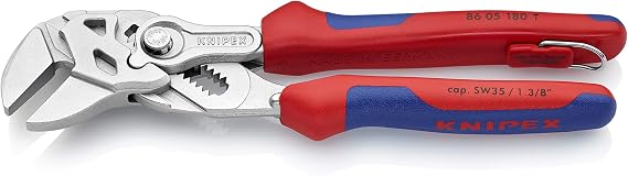 KNIPEX Tools 86 05 180 T BKA 7 Pliers Wrench with Tether Attachment-Comfort Grip