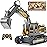 DOUBLE E Remote Control Excavator Toy Construction Toys Tractor Rechargeable Battery RC Vehicles Electric Truck Sandbox Digger Toys for Boys Girls Kids, Gray