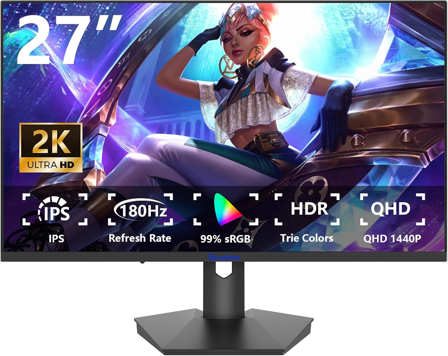 27 inch Gaming Pc Monitor,QHD 2560×1440, 180Hz,1ms, Peak Adjus…