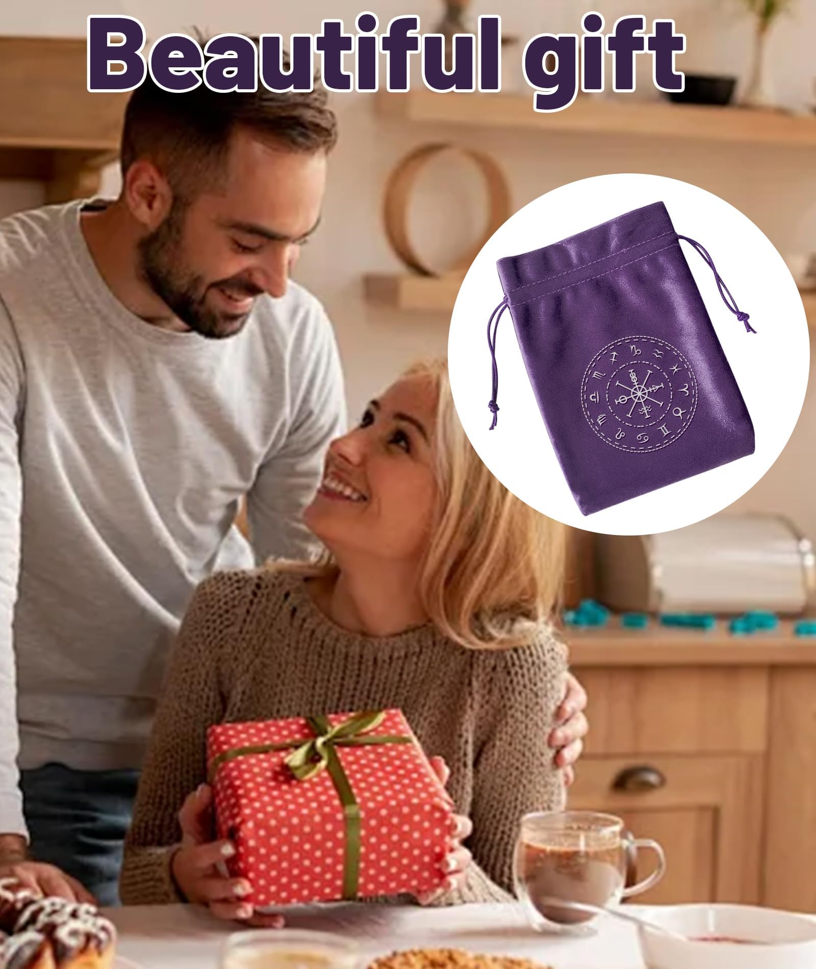 Buildcon Dice Bag for Tarot Deck Storage, Velvet Tarot Accessories, Black and Purple Tarot Card Pouch with Drawstring, (13 * 18cm/5.11 * 7.08in) Gift Bag for Tarot Accessories 3