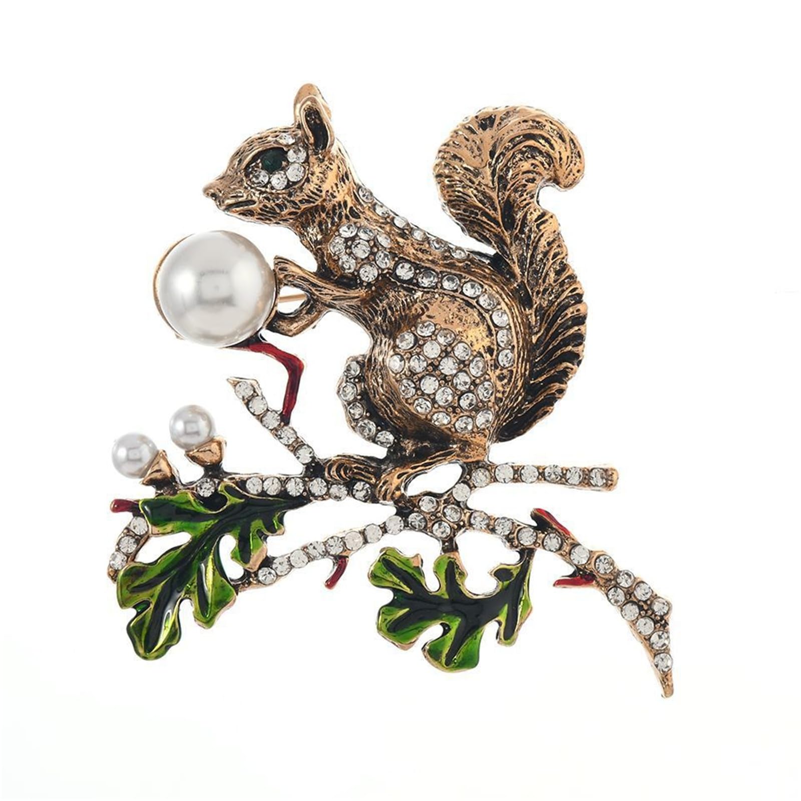 Broche de ardilla retro vintage - Pin de perlas de imitación para chaquetas y accesorios