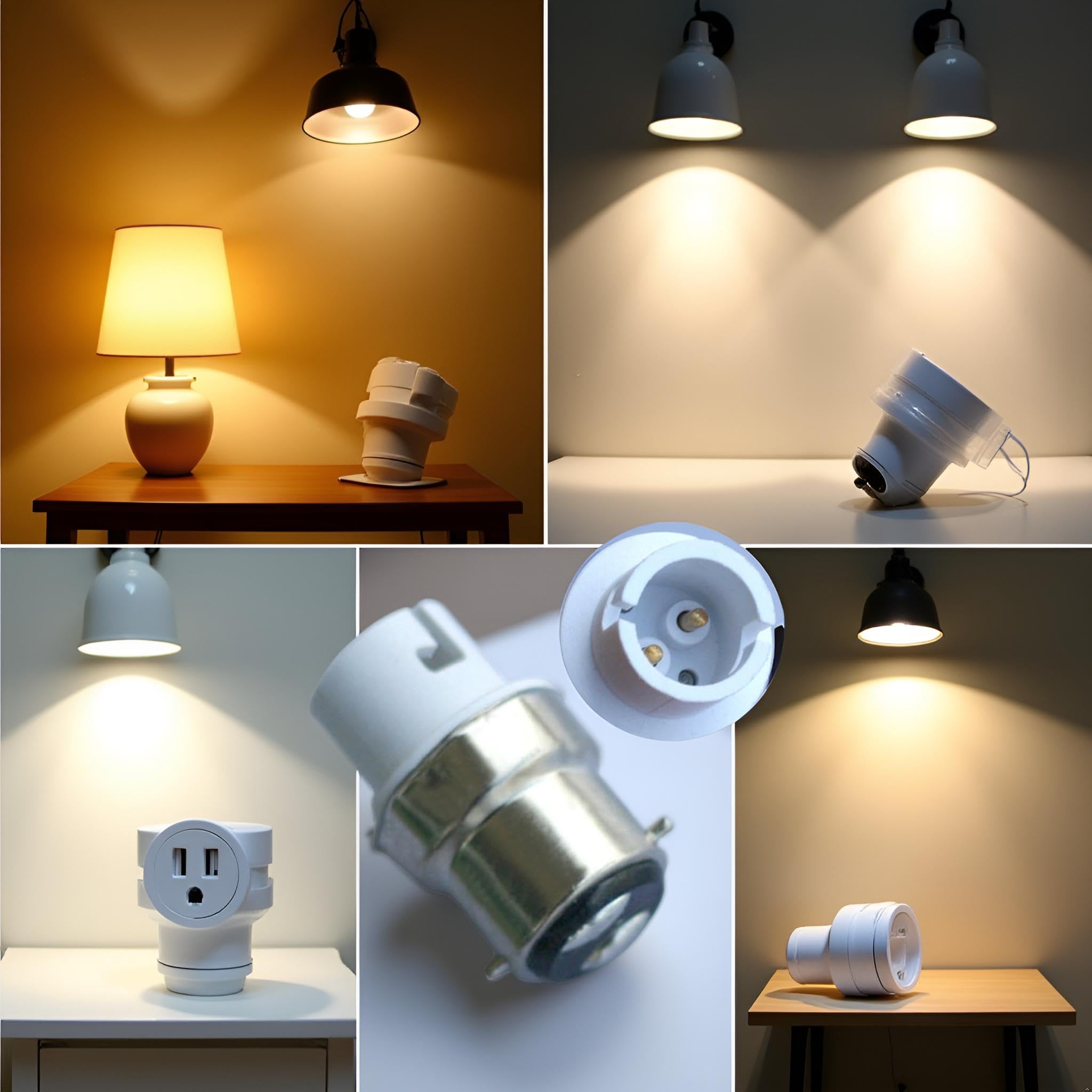Zhhuoc 2 Pcs B22 to B15 / BA15D / B15D Halogen or LED Bulb Adapter Lamp Socket Light Bulbs, White - Image 3