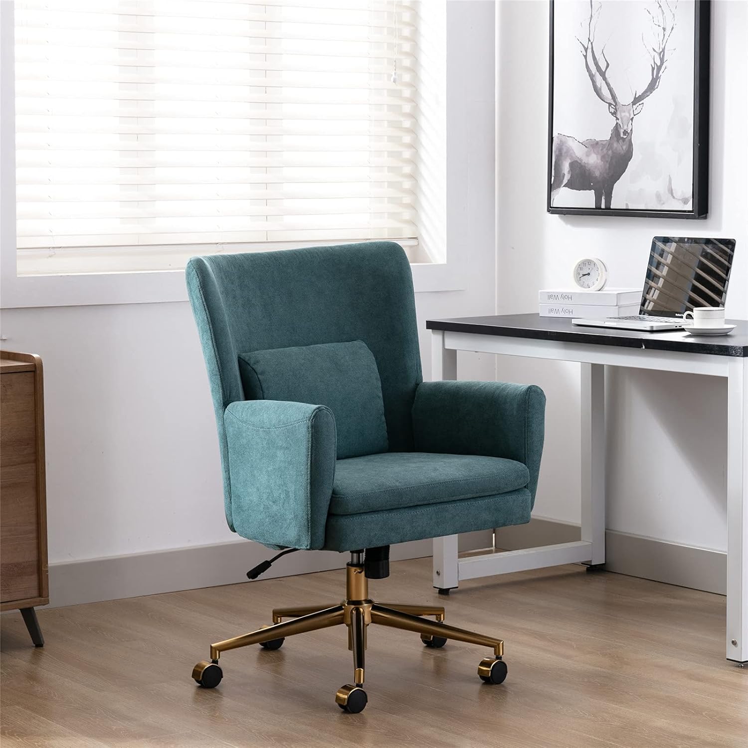 Amazing 🔥 Home Office Chair, Henf Velvet Desk Chair with Metal Base, Modern Adjustable Swivel Chair for Living Room Study Office (Golden, Pink) Best Cyber Monday 🔥 Home Office Chair, Henf Velvet Desk Chair with Metal Base, Modern Adjustable Swivel Chair for Living Room Study Office (Golden, Pink)