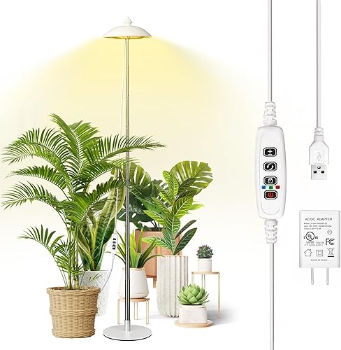 Qtittu Luz LED de crecimiento de espectro completo, lámpara de cultivo de plantas con LED blancos y rojos para plantas de interior, 5 niveles